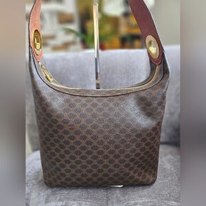 Brown Coated Canvas Macadam Shoulder Bag